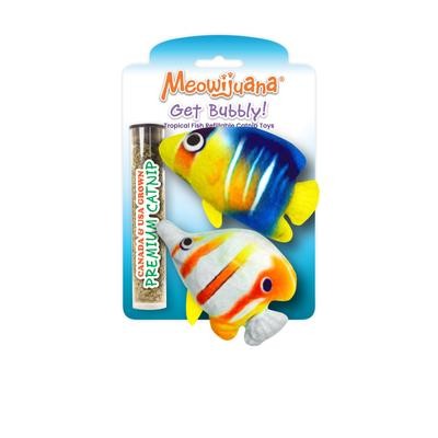 Meowijuanna Get Bubbly Tropical Fish Plush Catnip Cat Toy with Refillable Catnip - 2 Pack
