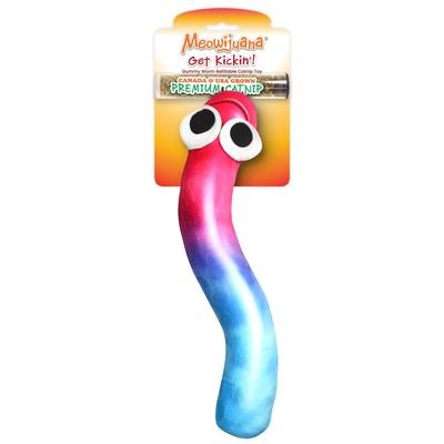 Meowijuanna Get Kickin' Gummy Worm Plush Catnip Cat Toy with Refillable Catnip