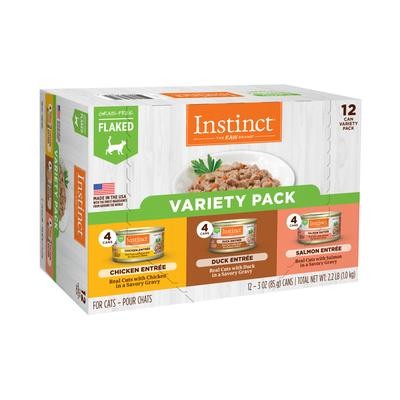 Instinct Grain-Free Flaked Chicken Duck Salmon Entrée in Gravy Canned Cat Food - Variety Pack - 3 Oz - Case of 12 Default Title