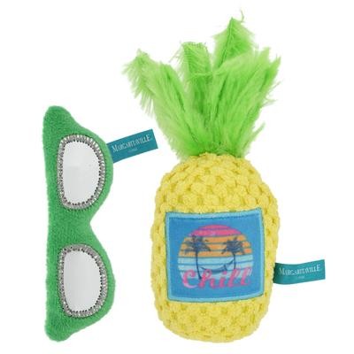 Multipet Margaritaville Sunglasses and Pineapple Plush Catnip Cat Toy - 2 Pack