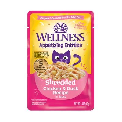 Wellness Appetizing Entrees Shredded Chicken and Duck in Sauce Wet Cat Food Pouch - 1.4 Oz - 8 Pack - Case of 3 Default Title