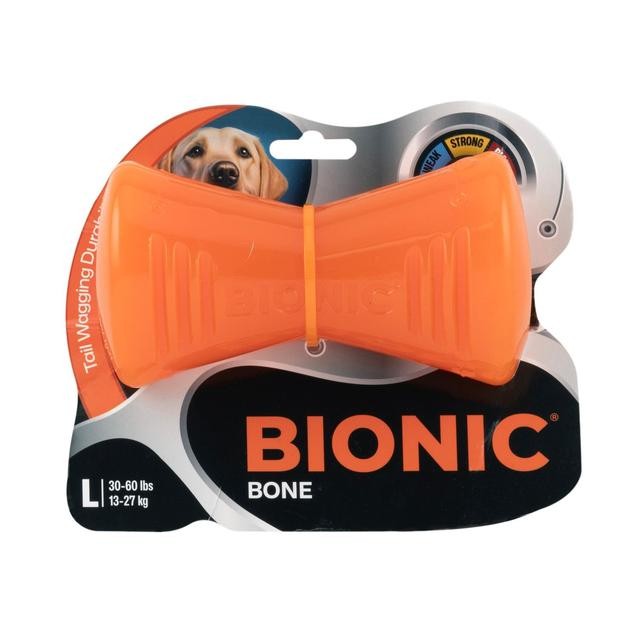 BIONIC Bone Toughest Chew Indestructible Fetch Rubber Dog Toy - Large - Dogs 30-60+ Lbs