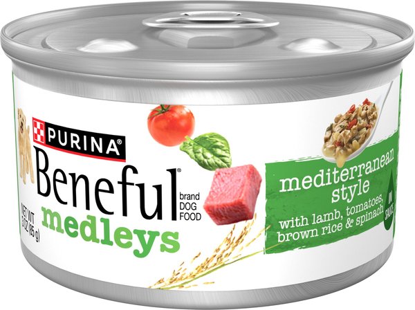 Purina Beneful Medley's Mediterranean Lamb Brown Rice and Veggies Canned Dog Food and Mixer - Multi-Pack - 3 Oz - Case of 3 - 8 Pack