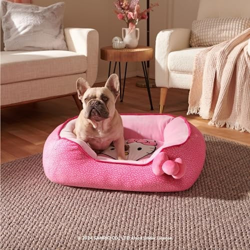 Jazwares Hello Kitty Bolster Rounded Dog and Cat Bed - Pink - Medium