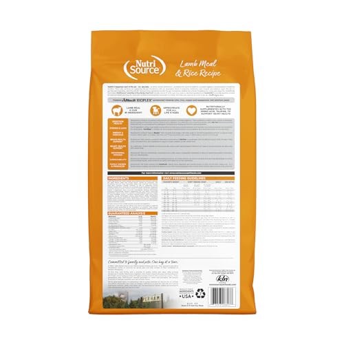Nutrisource Lamb and Rice with Wholesome Grains Adult Dry Dog Food - 12 Lbs