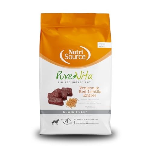 Nutrisource PureVita Grain-Free Limited Ingredient Venison and Red Lentils Entrée Dry Dog Food - 12 Lbs