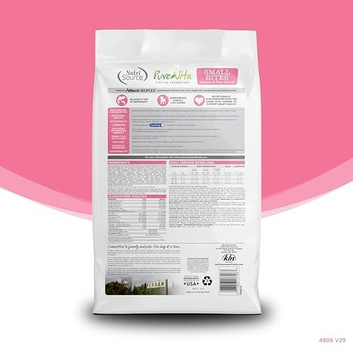 Nutrisource PureVita Grain-Free Limited Ingredient Small Bites Salmon and Peas Entrée Dry Dog Food - 12 Lbs