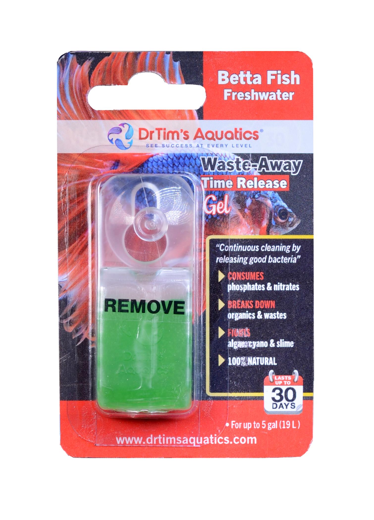 Dr Tim's Aquatics Waste-Away Time Release Gel for Freshwater Betta - (10GAL) - Small  