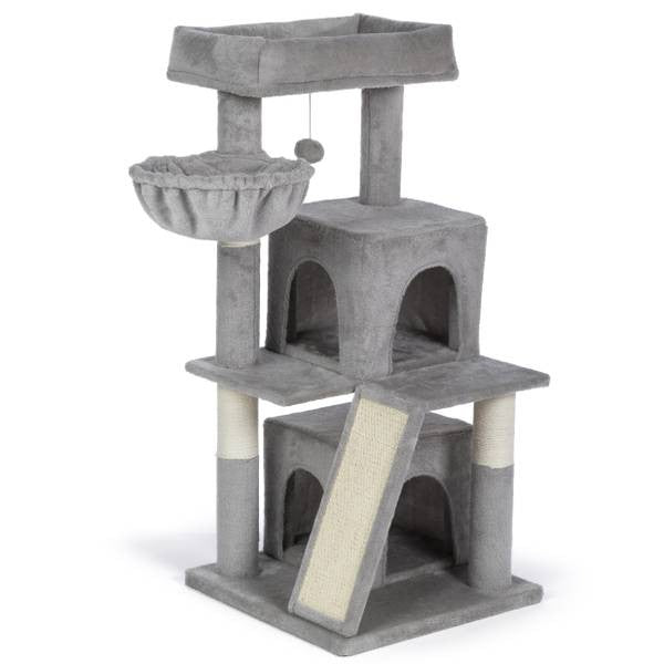 Prevue Pet Products Kitty Power Paws 4-Level Comfy Cat Tower with Scratching Post - L:30 X W:19 X H:41.5 Inches