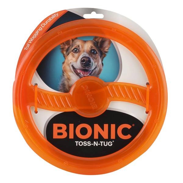 BIONIC Toss-N-Tug Frisbee Tough Chewer Interactive Fetch Rubber Dog Toy