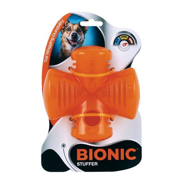 BIONIC Stuffer Toughest Chewer Treat Inserting Interactive Rubber Dog Toy