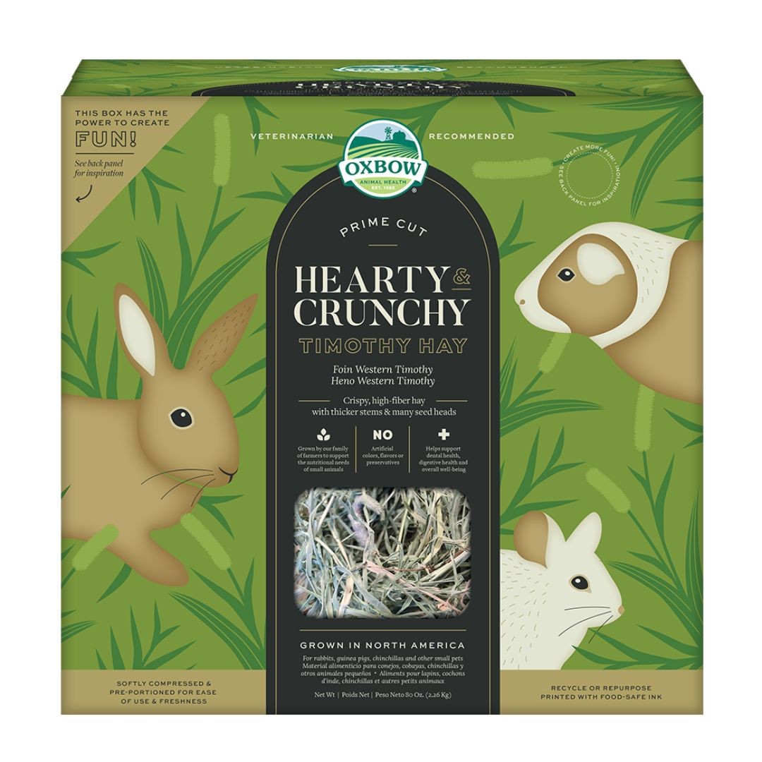 Oxbow Prime Cut Hearty and Crunchy High-Fiber Timothy Hay Small Animal Treat 80 Ounce