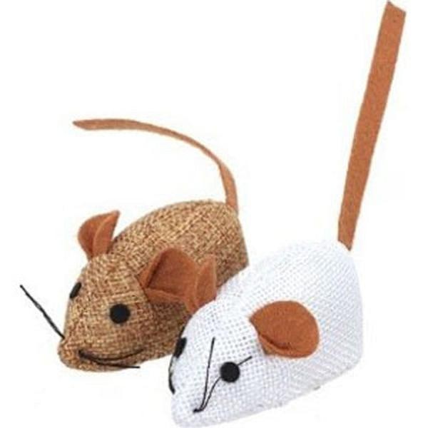 Ware Lively Linen Mice Plush Catnip Cat Toys - 2 Pack