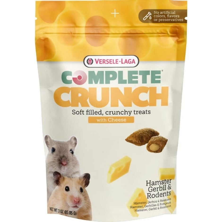 Versele-Laga Complete Crunch Hampster Gerbil and Rodents Soft-Filled Cheese Crunchy Small Animal Treats - 3 Oz - Case of 12