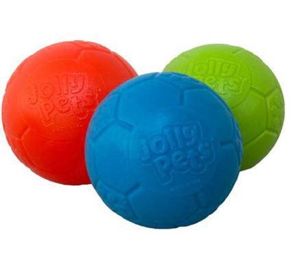 Jolly Pets Soccer Ball Puncture-Proof Chew and Fetch Floating Dog Toy - Assorted 3 Pack - Small - 4 Inch