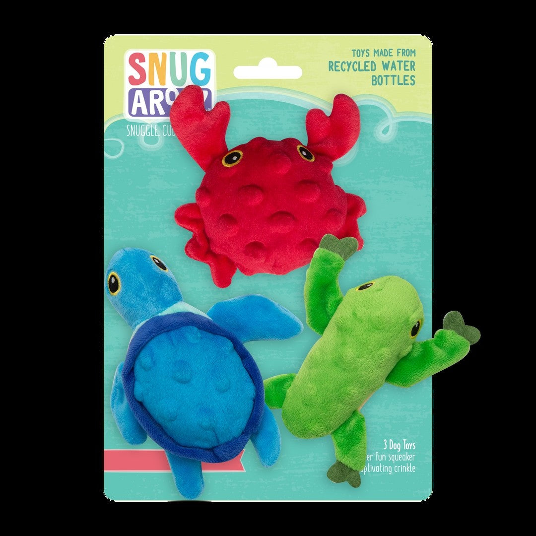 Snugarooz Lil' Ocean Buddies Squeak and Crinkle Plush Dog Toys - 3 Count