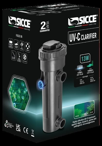 Sicce UV-C Clarifier Submersible Pond UV Sterlizer with 20 Foot Cable - 13 Watt Default Title