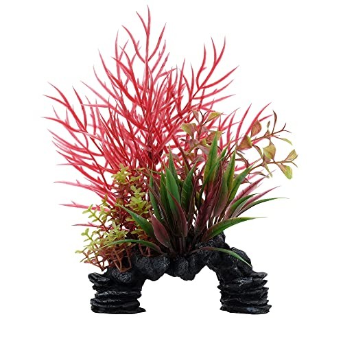 Fluval AquaLife Red Wisteria Plastic Plant Aquarium Décor - 8 Inch