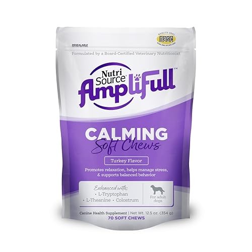 Nutrisource AmpliFull Turkey Flavored Calming Anxiety Adult Supplemental Dog Soft Chews - 70 Count - 12.5 Oz - Case of 6