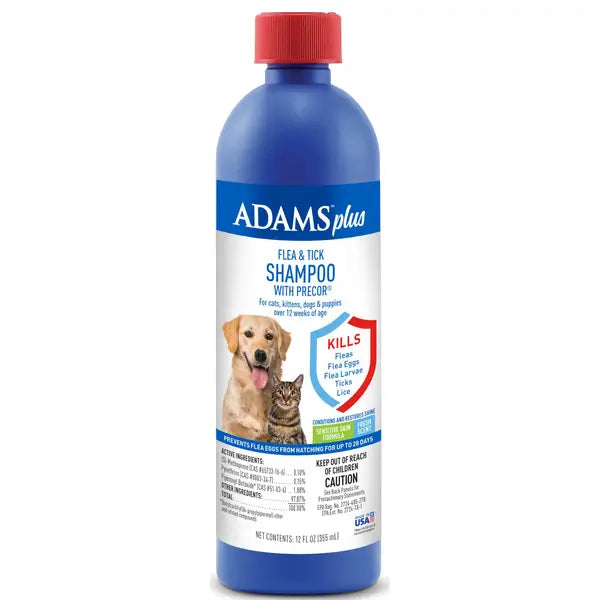 Adams Plus Flea and Tick Shampoo for Dogs with Precor - 12 Oz