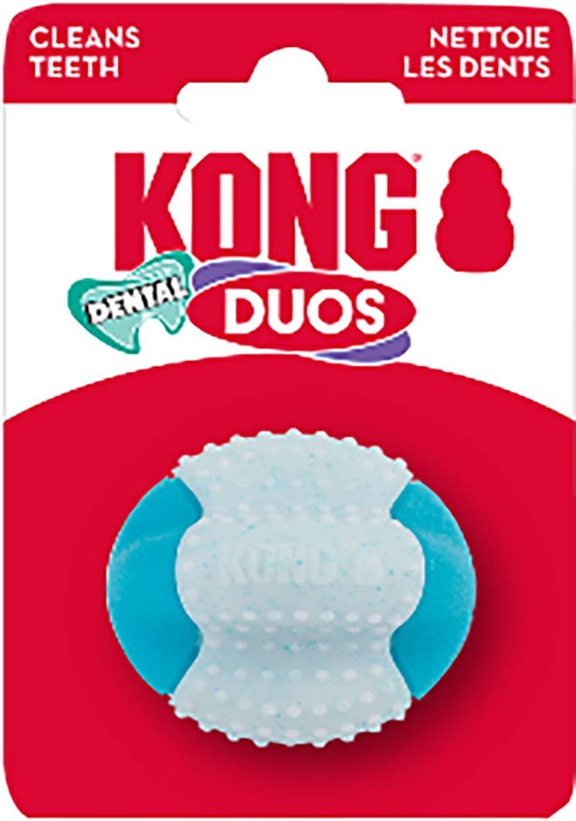Kong Dental Duos Ball Multi-Surfaced Dental and Teeth Cleaning Rubber Chew Dog Toy - X-Small/Small Default Title