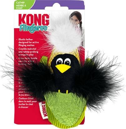 Kong Flingaroo Corny Corn Cob with Crow with Feathers Plush Catnip Cat Toy