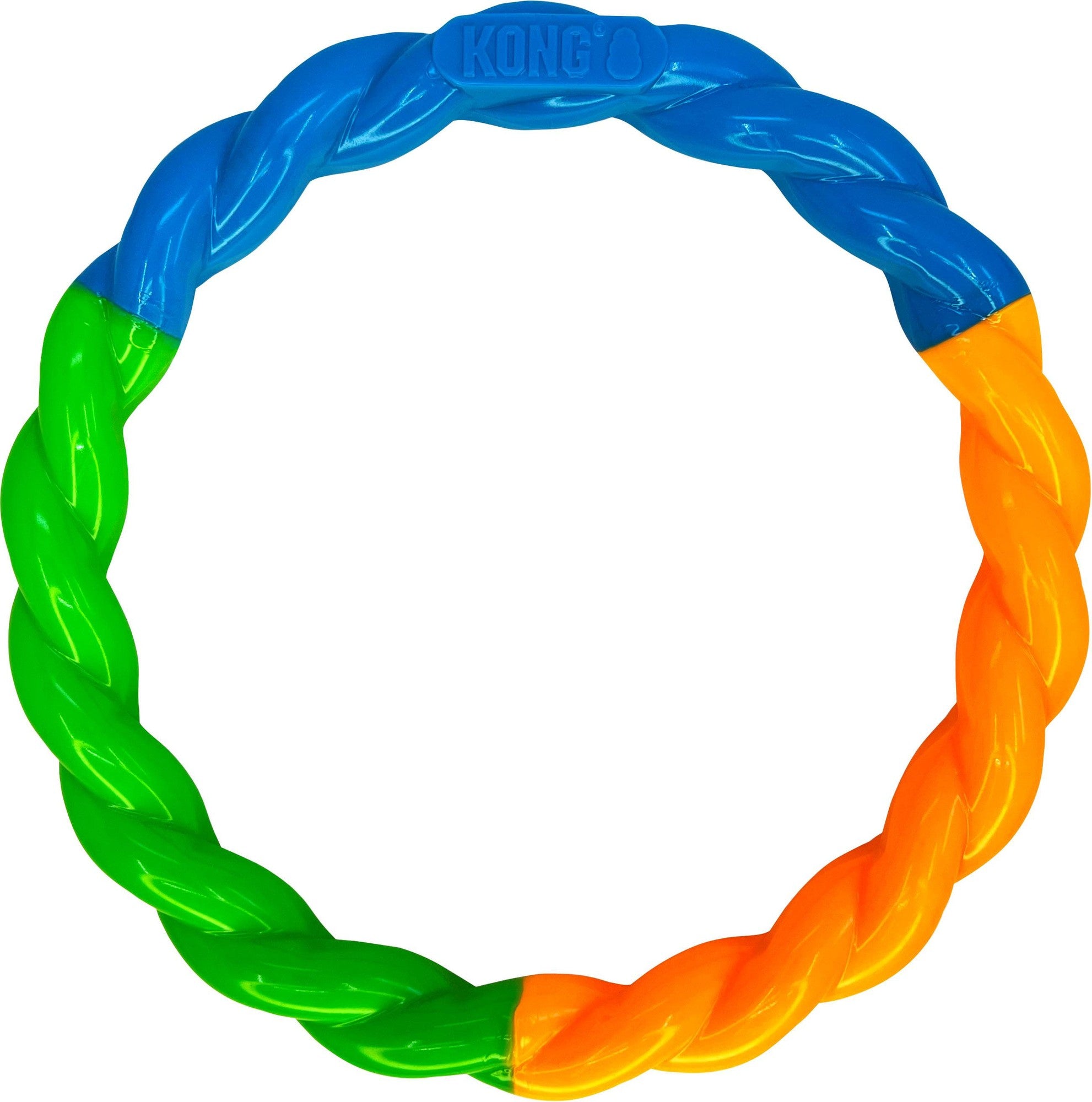 Kong Twists Ring High-Visibility Glow-In-The-Dark Chew and Fetch Floating Dog Toy - Large