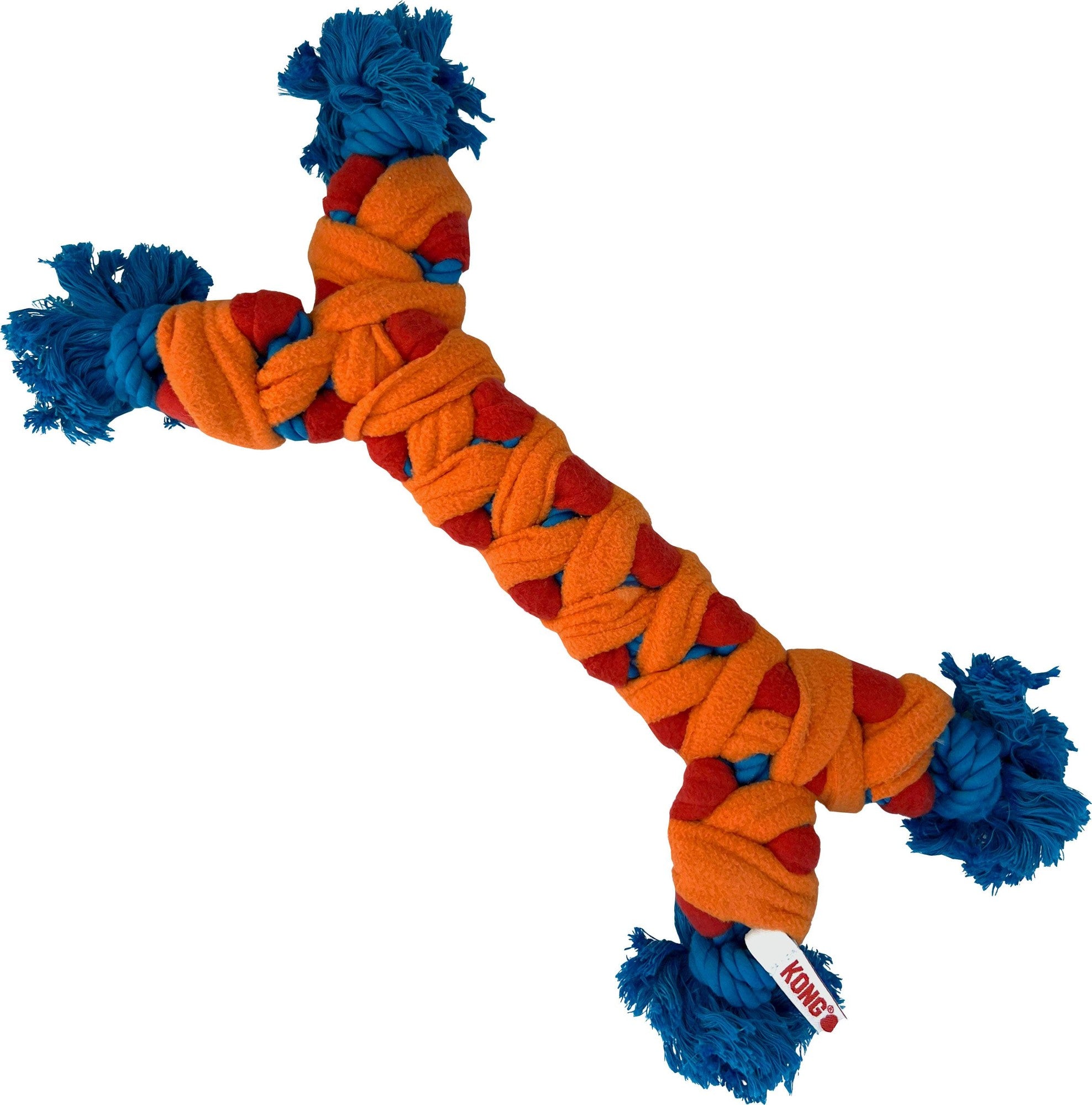Kong Rope Rally Tug Bone Woven Fleece Wrapped Durable Fetch and Tug Dog Toy -  Medium