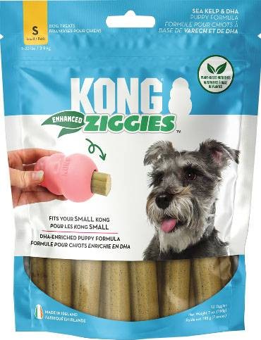 Kong Ziggies Enhanced Plant-Based Teeth Cleaning Dental Puppy Dog Sticks Treats Small - 7 Oz