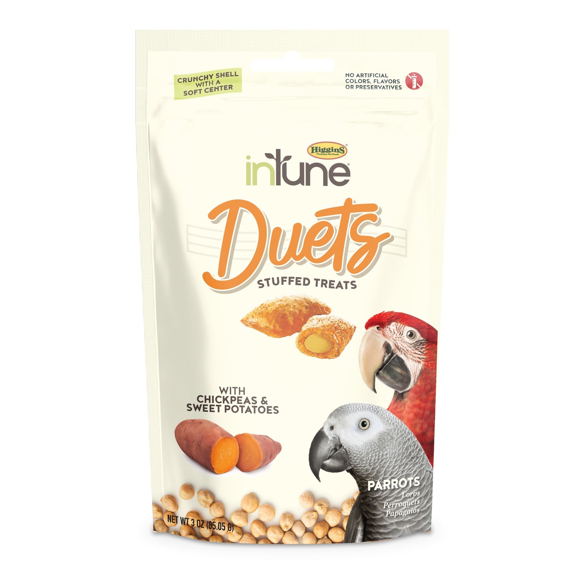 Higgins InTune Duets Stuffed Chikpeas and Sweet Potato Parrot Bird Treats - 3 Oz Default Title