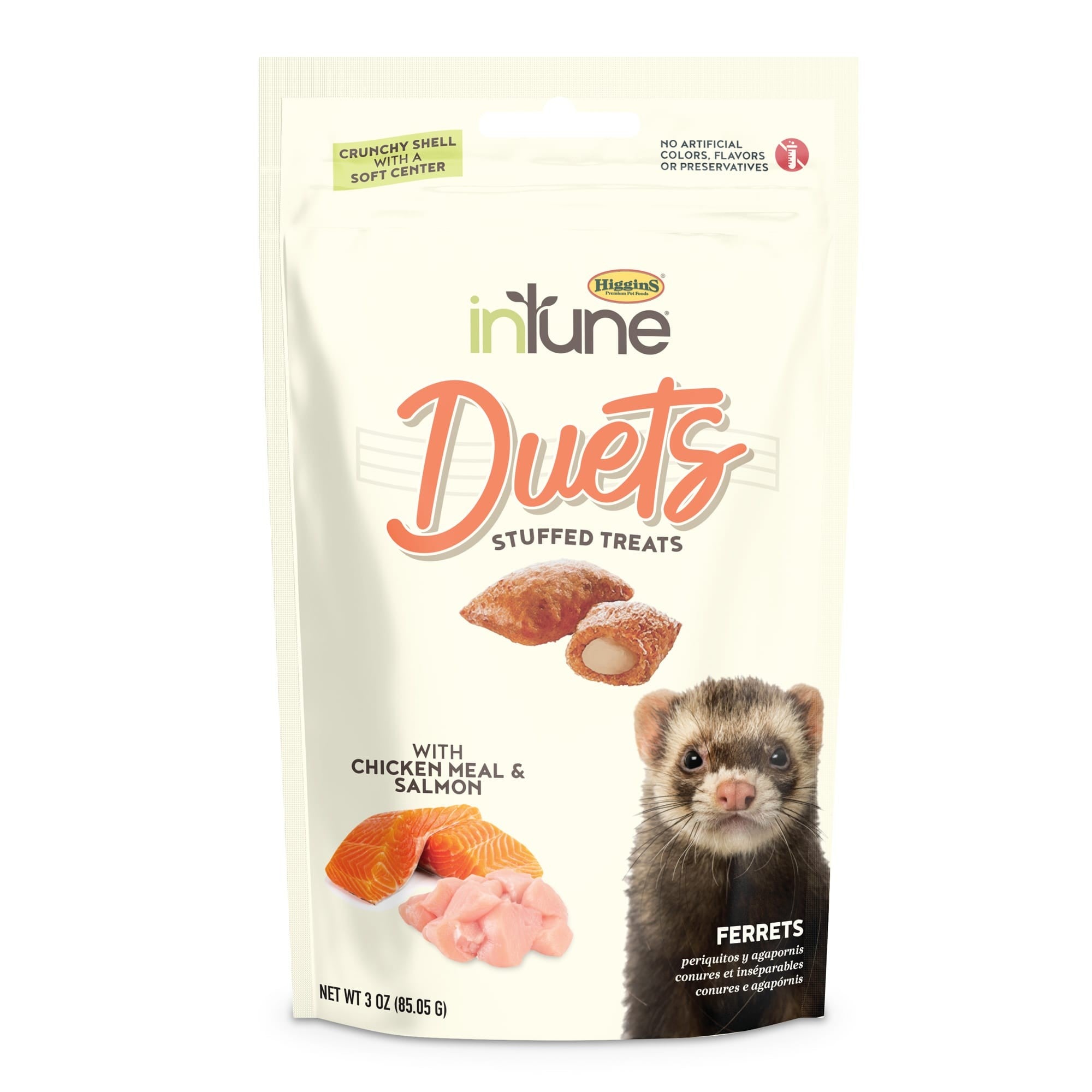 Higgins Chicken and Salmon Duets Stuffed Ferret Small Animal Treats - 3 Oz - 12 Pack