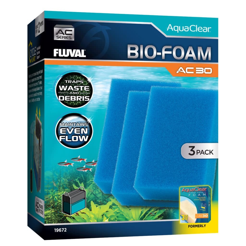 Fluval AquaClear Bio-Foam for AC30 Aquarium Power Filter - Blue 3 Pack