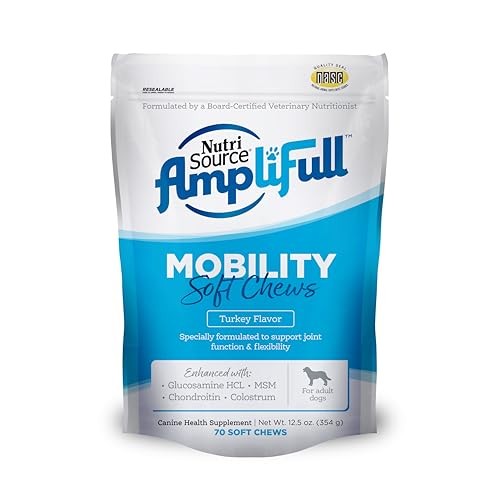 Nutrisource AmpliFull Turkey Flavored Mobility Adult Supplemental Dog Soft Chews - 70 Count - 12.5 Oz - Case of 6