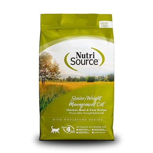Nutrisource Chicken Meal and Peas with Wholesome Grains Weight Management Senior Dry Cat Food - 12 Lbs