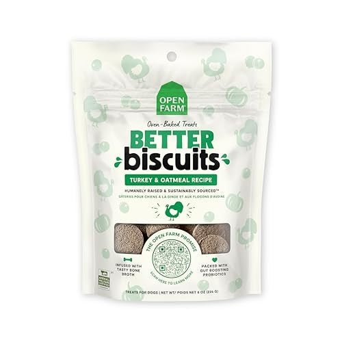Open Farm Better Biscuits Turkey and Oatmeal with Probiotics Oven-Baked Crunchy Dog Treats - 8 Oz - Case of 12