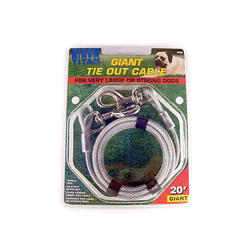 Coastal Heavy Duty Tie Out Cable Leash - Giant - Gray - 20 Ft - Up To 150 Lbs