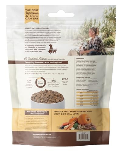 Badlands Ranch Superfood Complete High-Protein Wild Fish and Turkey Air-Dried Dog Food - 24 Oz - 6 Pack