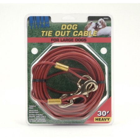 Coastal Heavy Duty Tie Out Cable Leash - Red - 30 Ft - Up To 80 Lbs