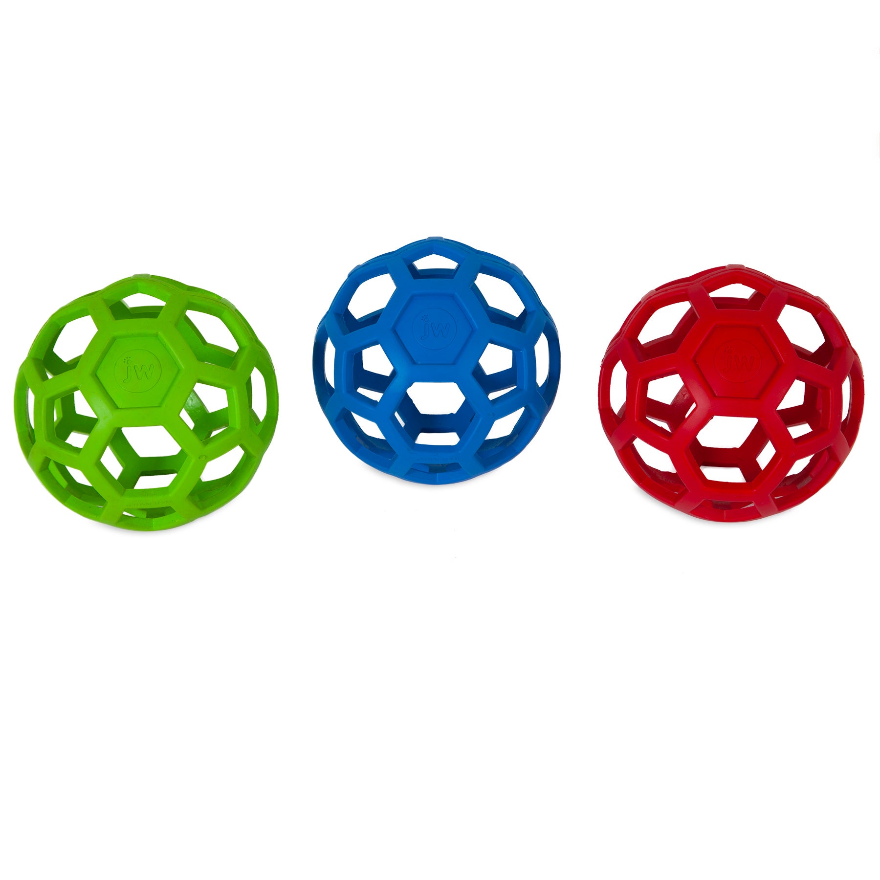 JW Pet HOL-EE Roller Puzzle Ball Chew and Fetch Rubber Dog Toy - Assorted Color - Large - 5.5 Inch