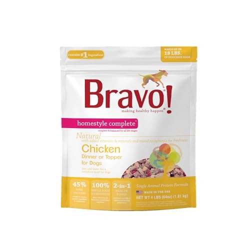 Bravo! Homestyle Complete Grain-Free Chicken Freeze-Dried Dog Food or Topper - 4 Lbs