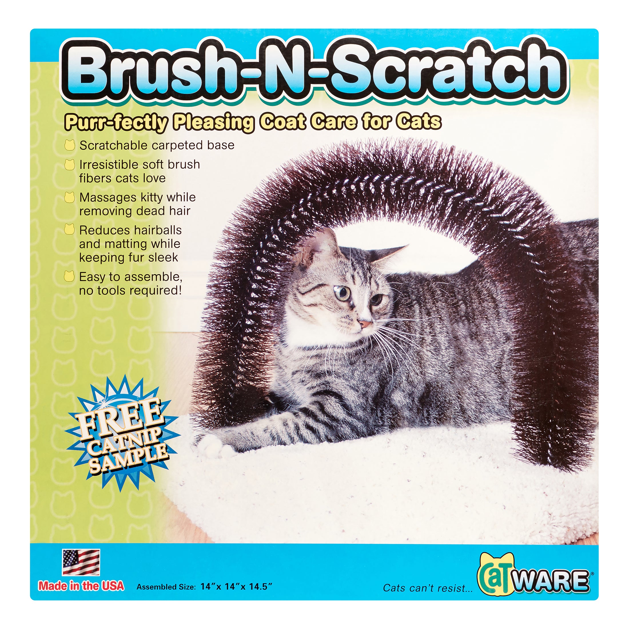 Ware Brush N' Scratch Furniture Cat Scratcher and Deshedder - L:14 X W:14 X H:14.5 Inches Default Title