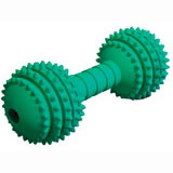 JW Pet Chompion Middleweight Dumbell Treat-Inserting Dental and Fetch Rubber Dog Toy - Asst Color (Color may vary)
