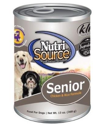 Nutrisource Chicken and Rice Senior Adult Canned Dog Food - 13 Oz - Case of 12  