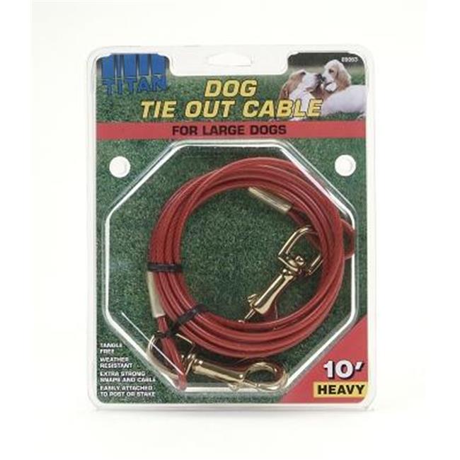 Coastal Heavy Duty Tie Out Cable Leash - Red - 10 Ft - Up To 80 Lbs