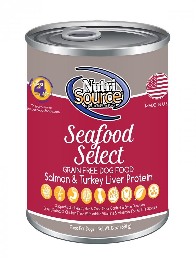 Nutrisource Grain-Free Seafood Select with Salmon and Turkey Canned Dog Food - 13 Oz - Case of 12  