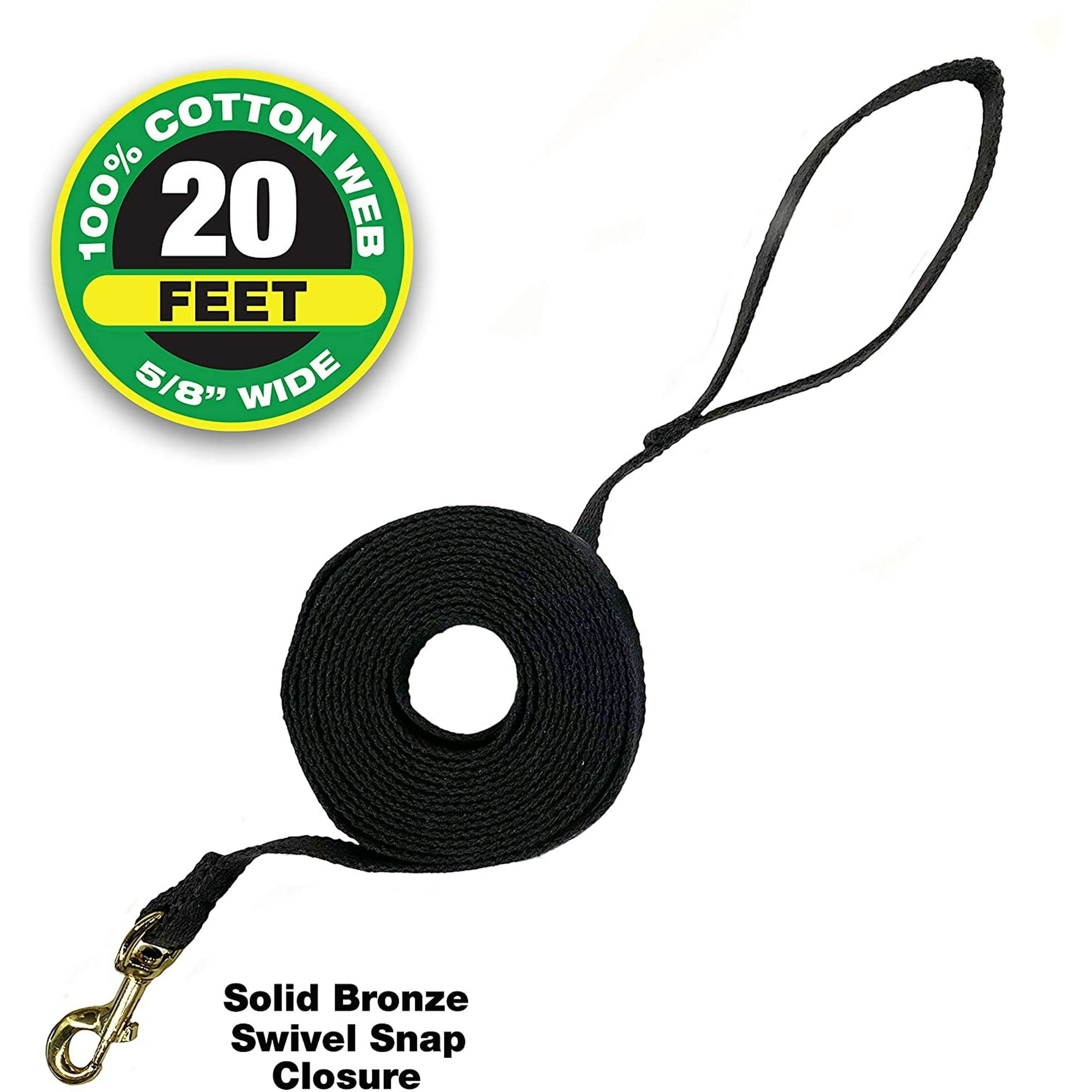 Four Paws Cotton Web Training Dog Lead Leash - Black - 20 Feet