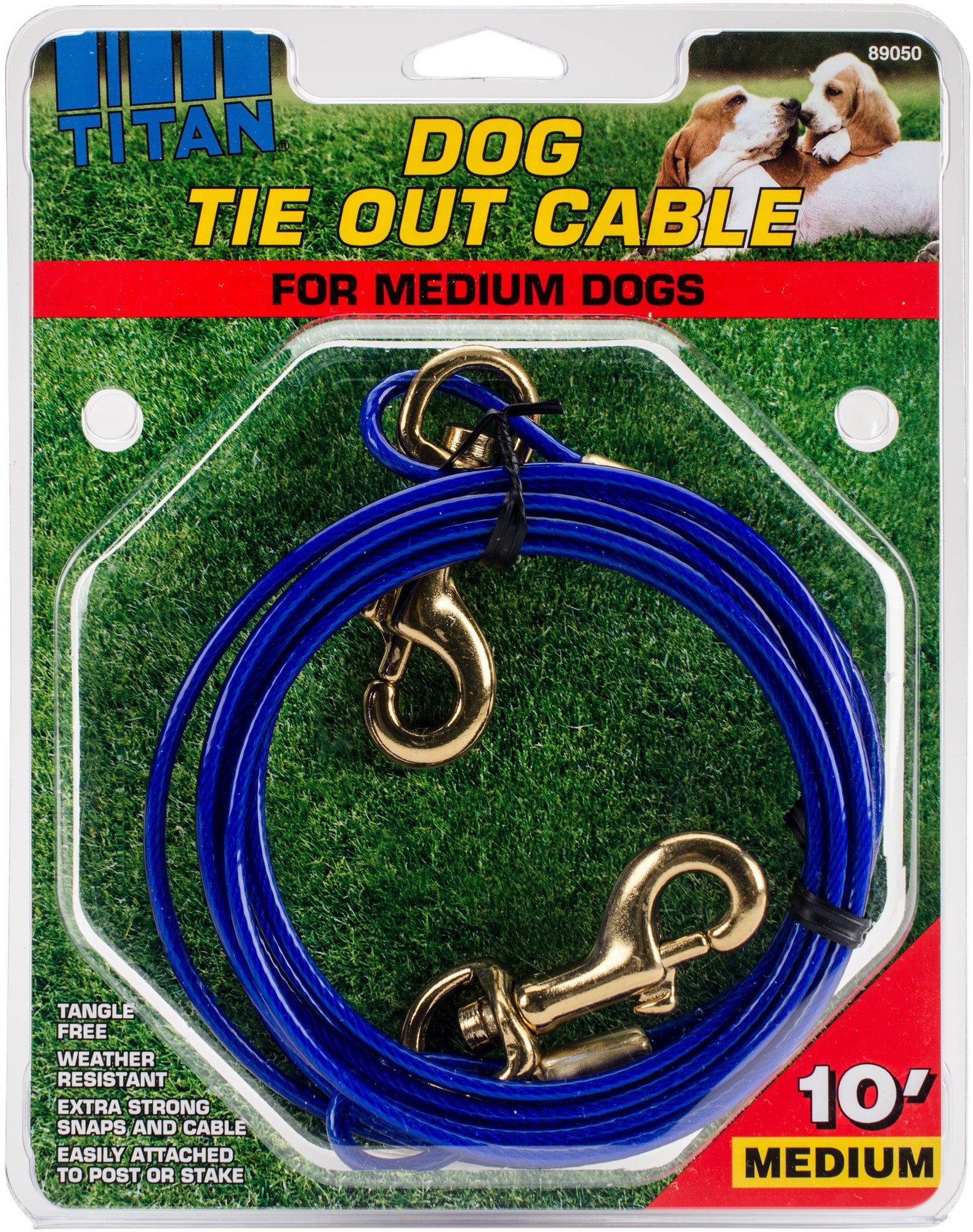 Coastal Heavy Duty Tie Out Cable Leash - Blue - 10 Ft - Up To 50 Lbs