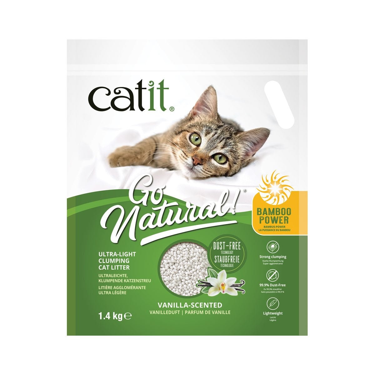 Catit Go Natural Ultra-Light Vanilla Scented Bamboo Pellet Clumping Cat Litter 3.15 Pounds