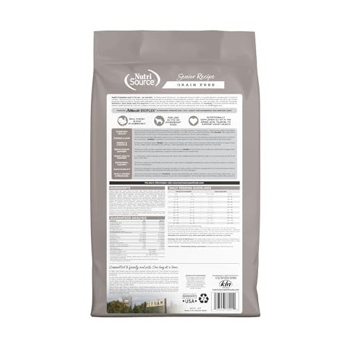 Nutrisource Grain-Free Turkey and Menhaden Senior Formula Dry Dog Food - 12 Lbs