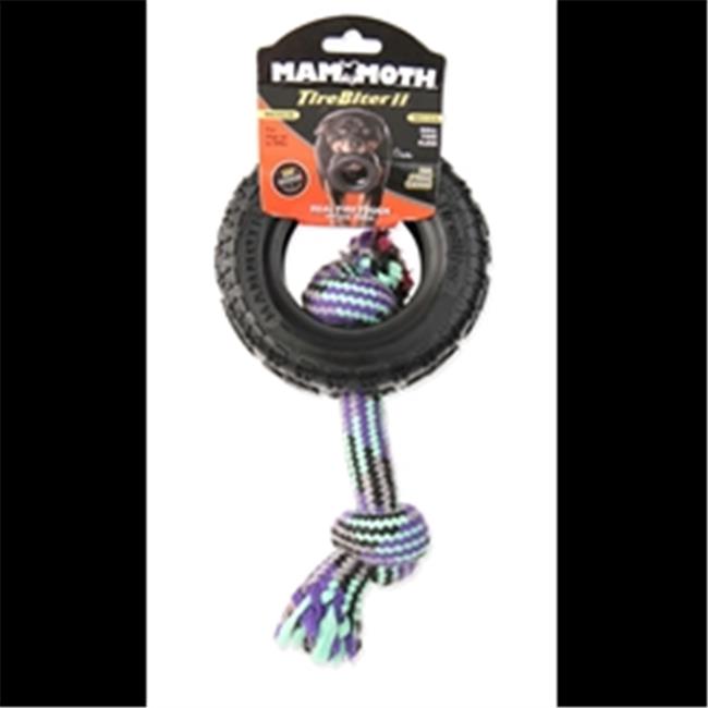Mammoth Pet Products TireBiter II Rubber and Rope Tug Dog Toy - Medium - 5 Inch